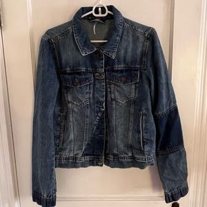 Free People Patched Denim Jean Jacket